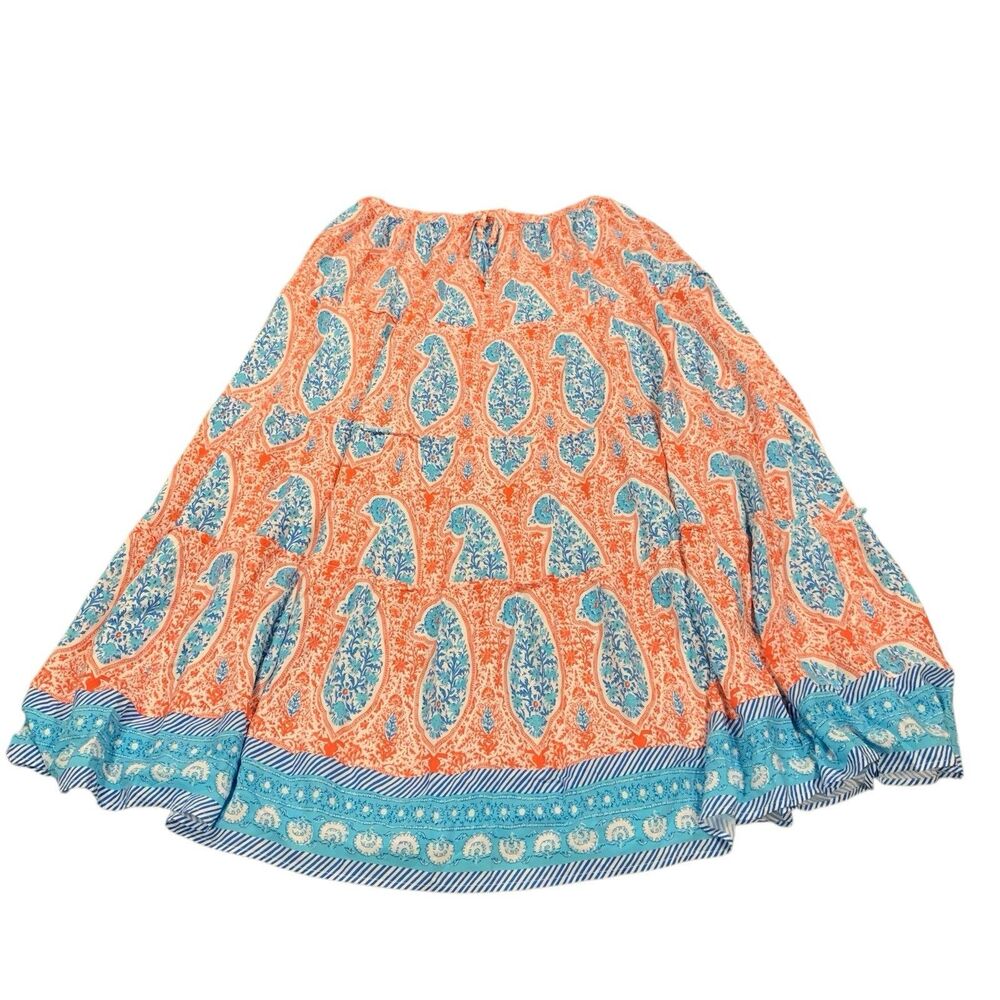 Crown & Ivy Womens Tiered Pull On Elastic Tie Waist Paisley Maxi Skirt XL Resort